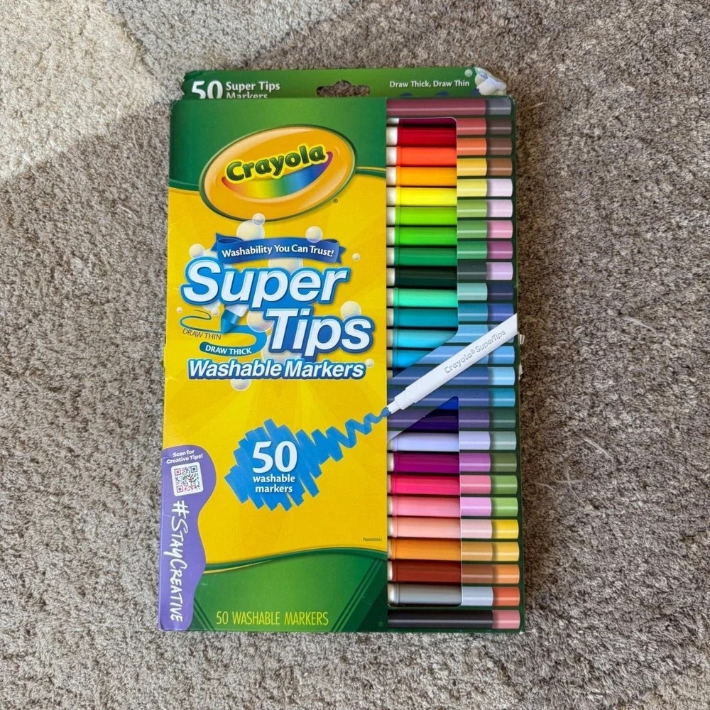 Crayola Super Tips Washable Markers 50 Count Assorted‎ Colors Non-Toxic 58-5050